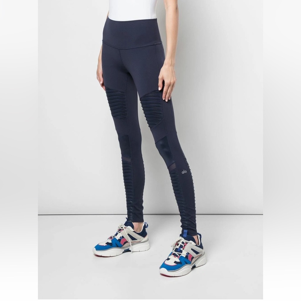Alo Yoga High-Waist Moto Leggings Midnight Blue Grey Women’s Size XS